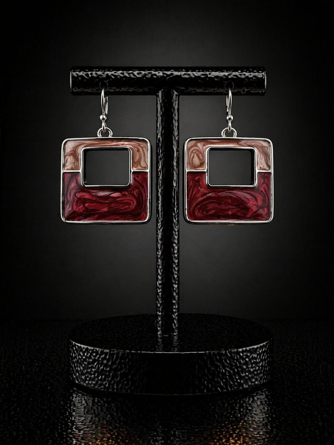 Marbled Square Drop Earrings