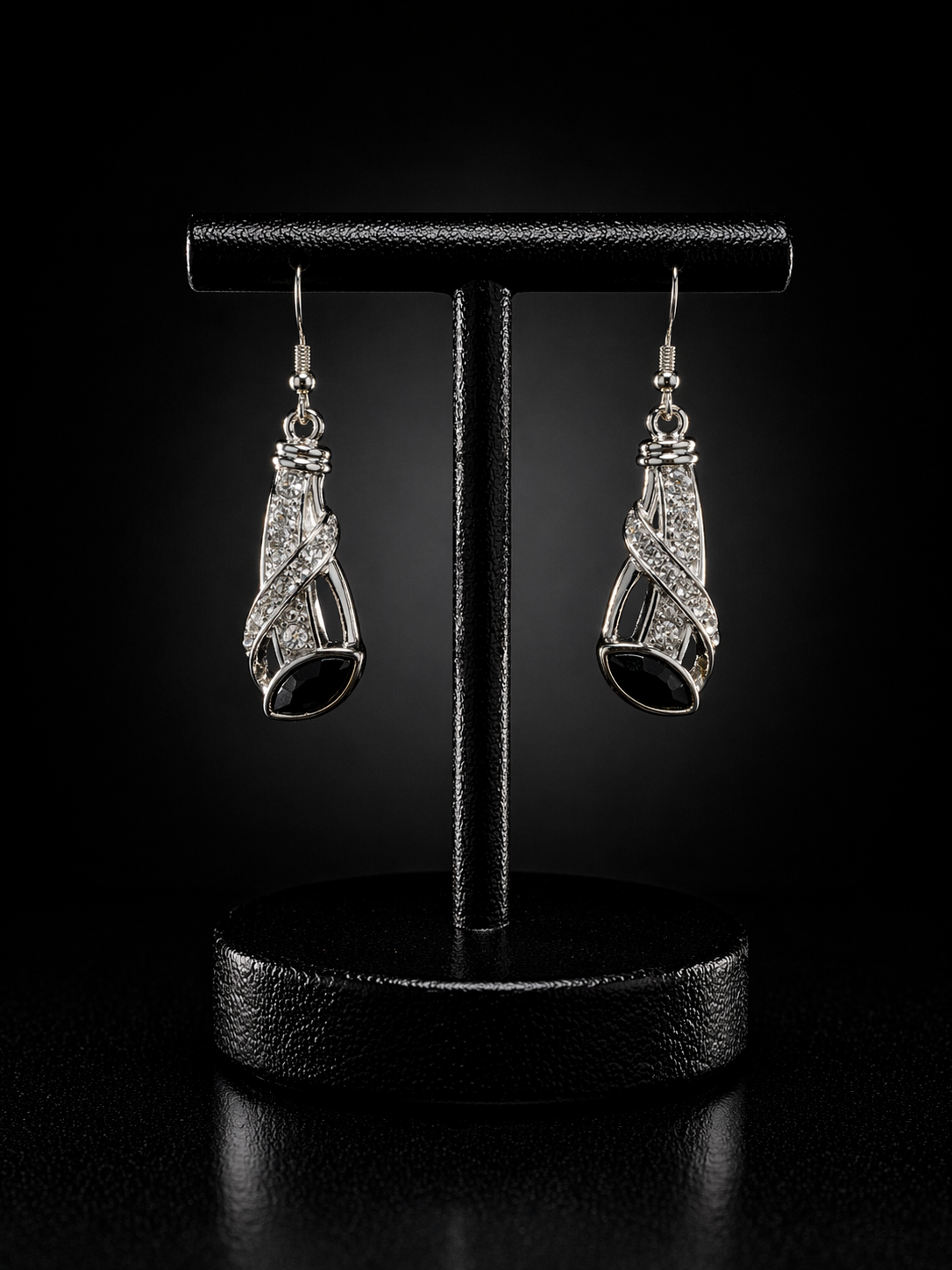 Silver Crystal Drop Earrings