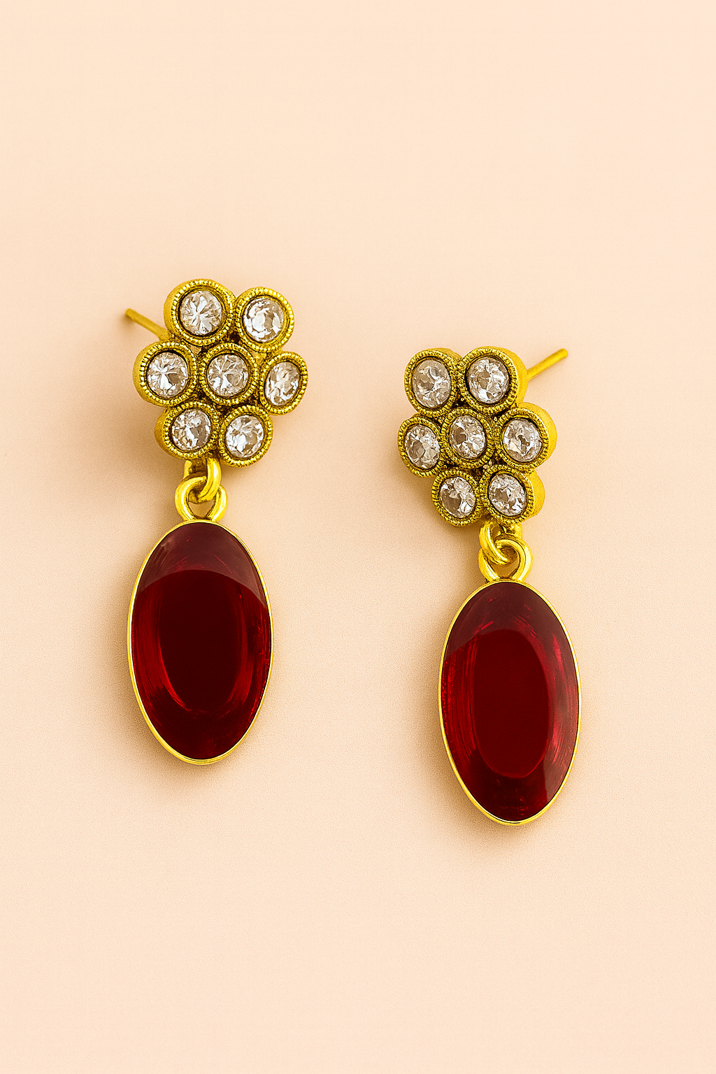 Ruby Glow Crystal Drop Earrings