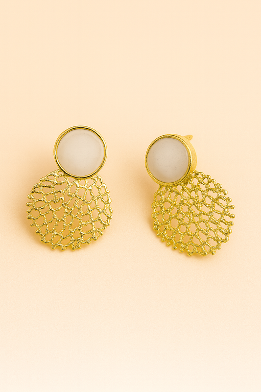 Elegant Gold Mesh Leaf Earrings