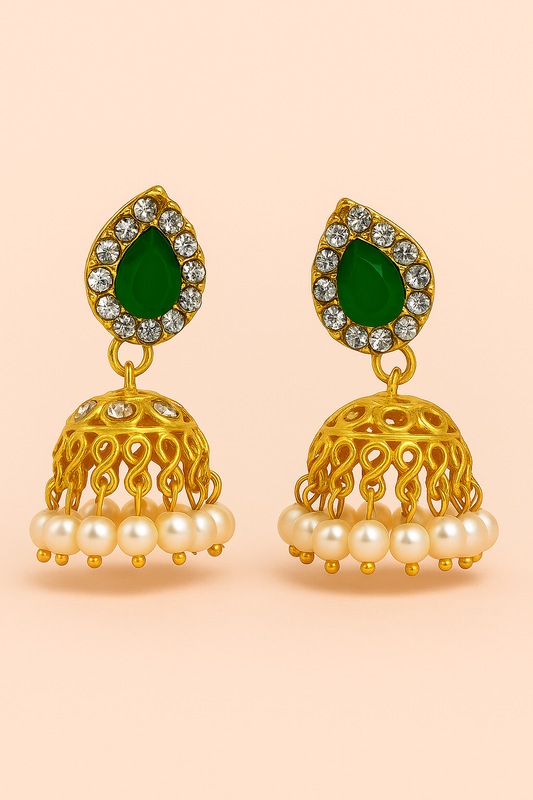 Emerald Glow Jhumka Earrings
