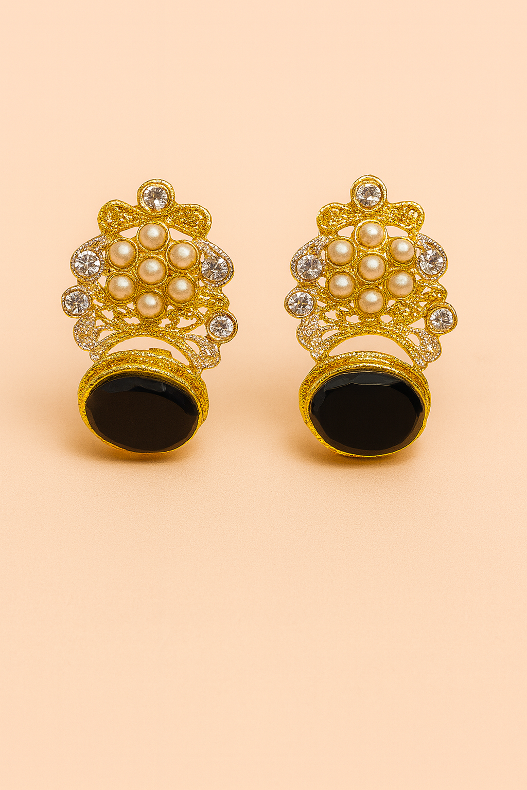Emerald Elegance Gold-Plated Earrings