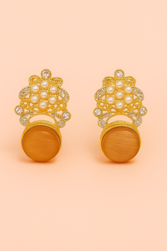 Emerald Elegance Gold-Plated Earrings