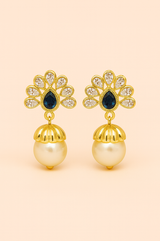 Peacock Elegance Ruby Drop Earrings
