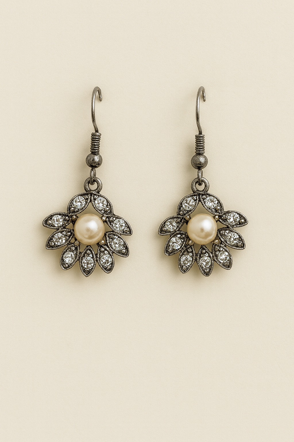 Crystal Petal Pearl Earrings