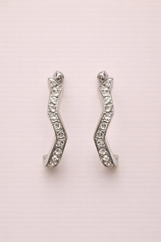 Crystal Wave Stud Earrings