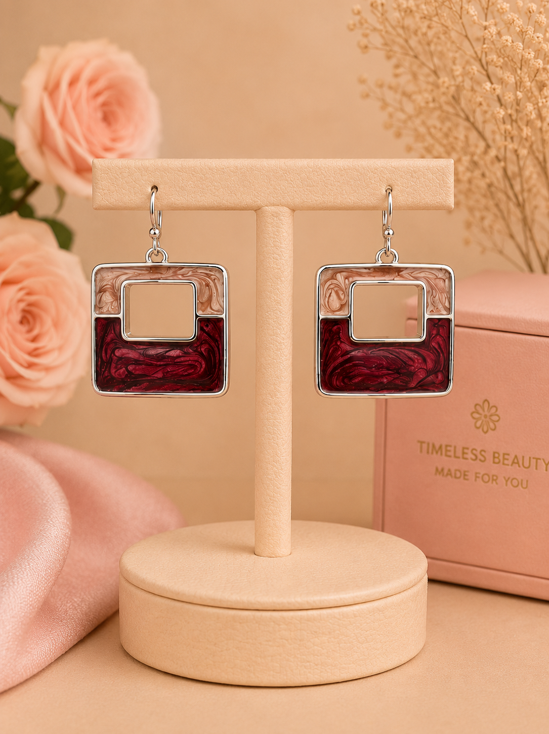 Marbled Square Drop Earrings