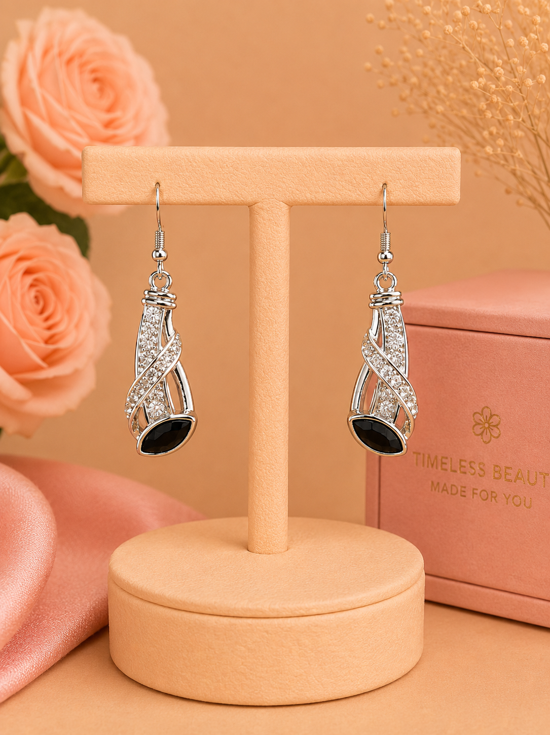 Silver Crystal Drop Earrings