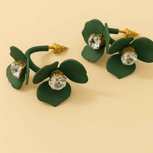 Blooming Petal Crystal Earrings