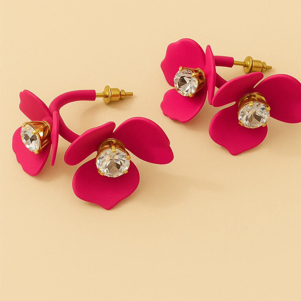 Blooming Petal Crystal Earrings
