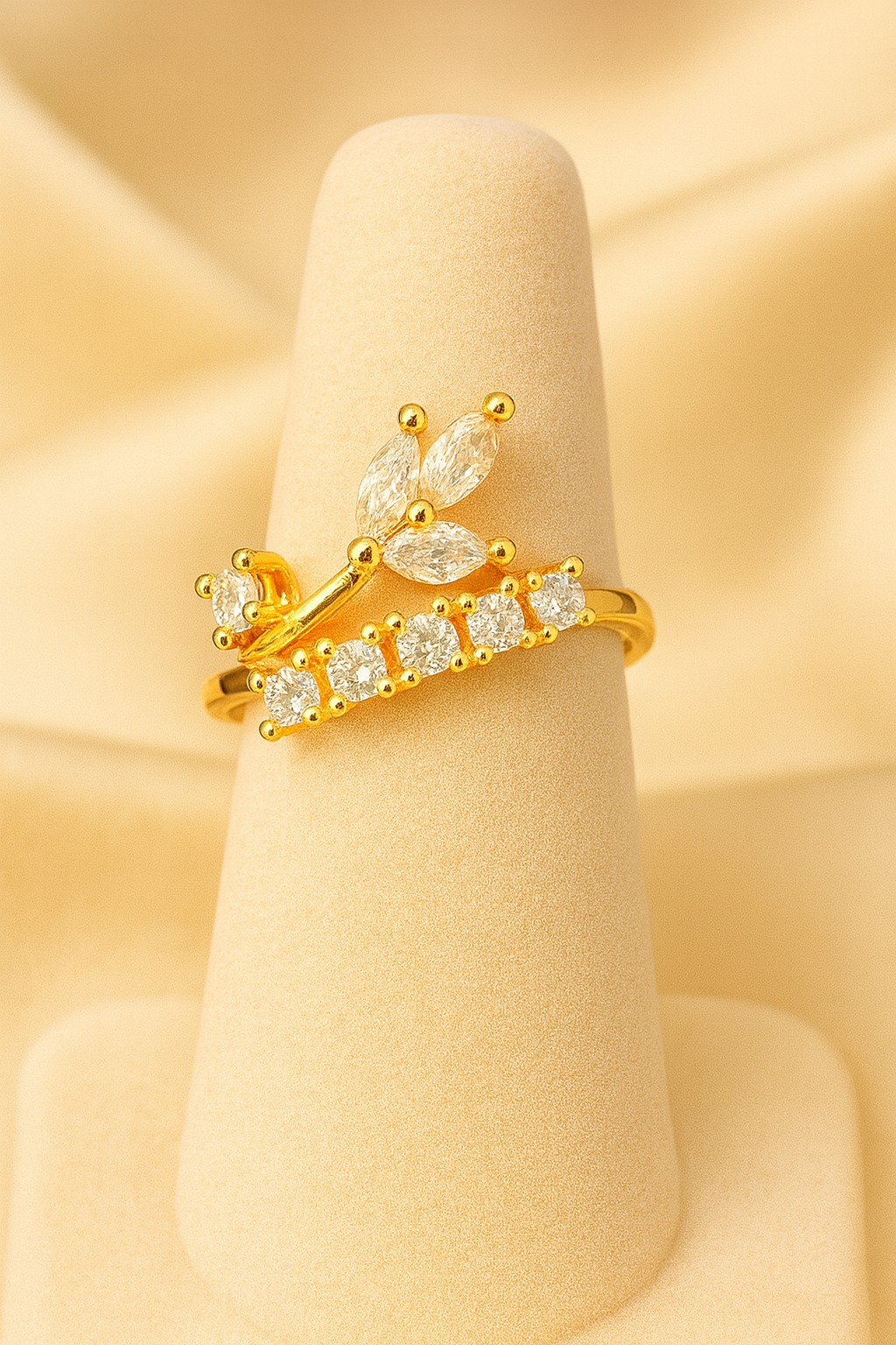 Midnight Bloom Gold Ring