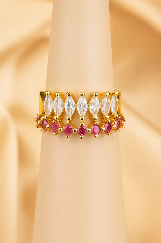 Midnight Elegance Dual-Band Ring