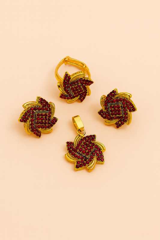 Ruby Blossom Jewelry Set