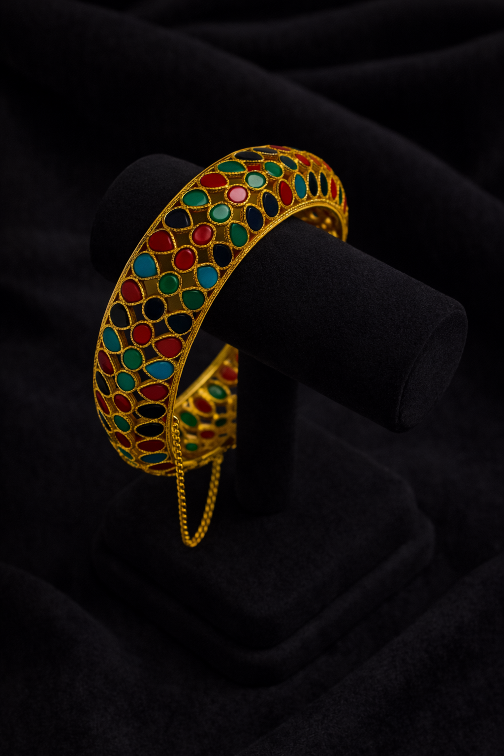 Multicolor Kundan Meenakari Gold Bangles