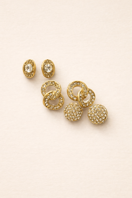Celeste Crystal Trio Earrings Set