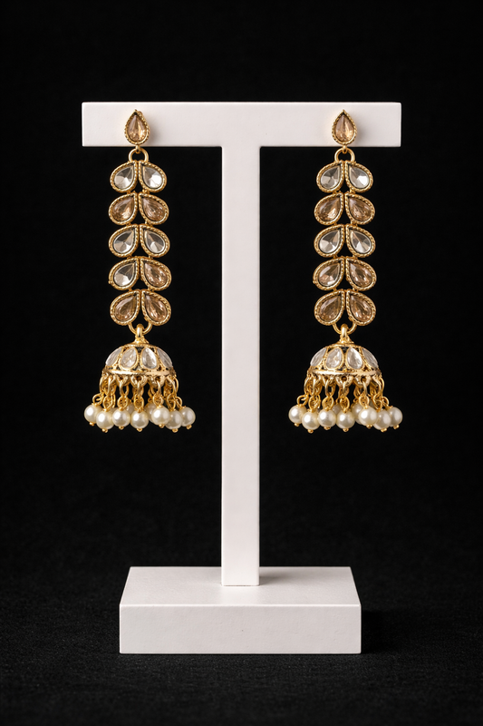 Elegant Teardrop Pearl Jhumka Earrings