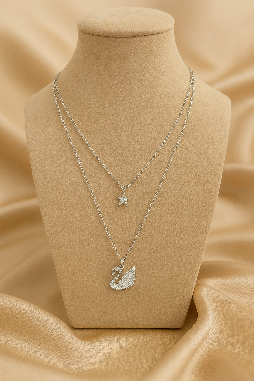 Swan & Star Layered Pendant Necklace