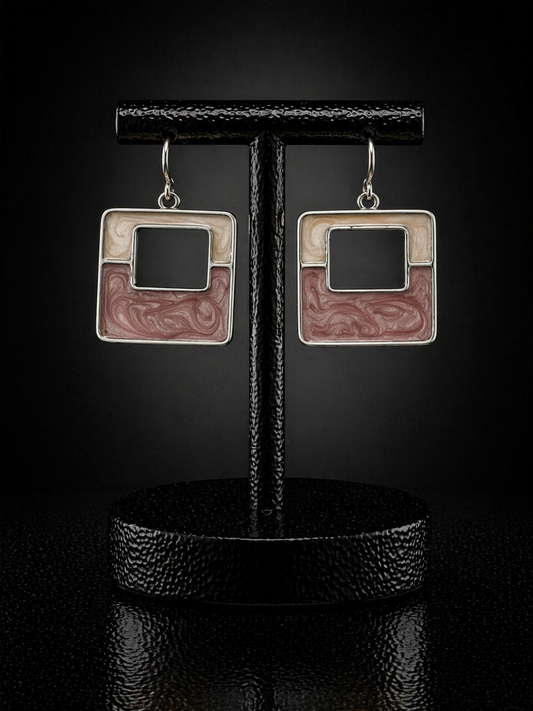 Marbled Square Drop Earrings
