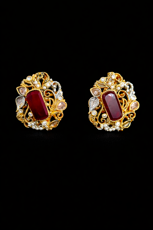 Crimson Regal Bloom Earrings