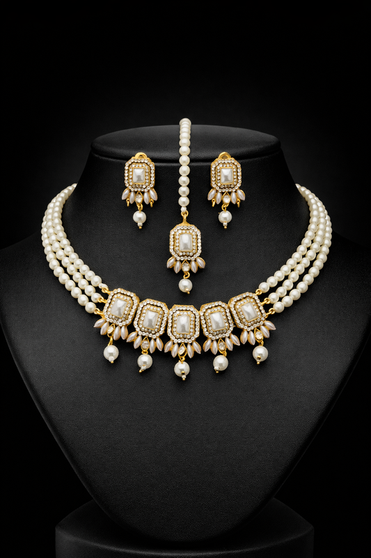 Ivory Noor Turkish Pearl Choker Set