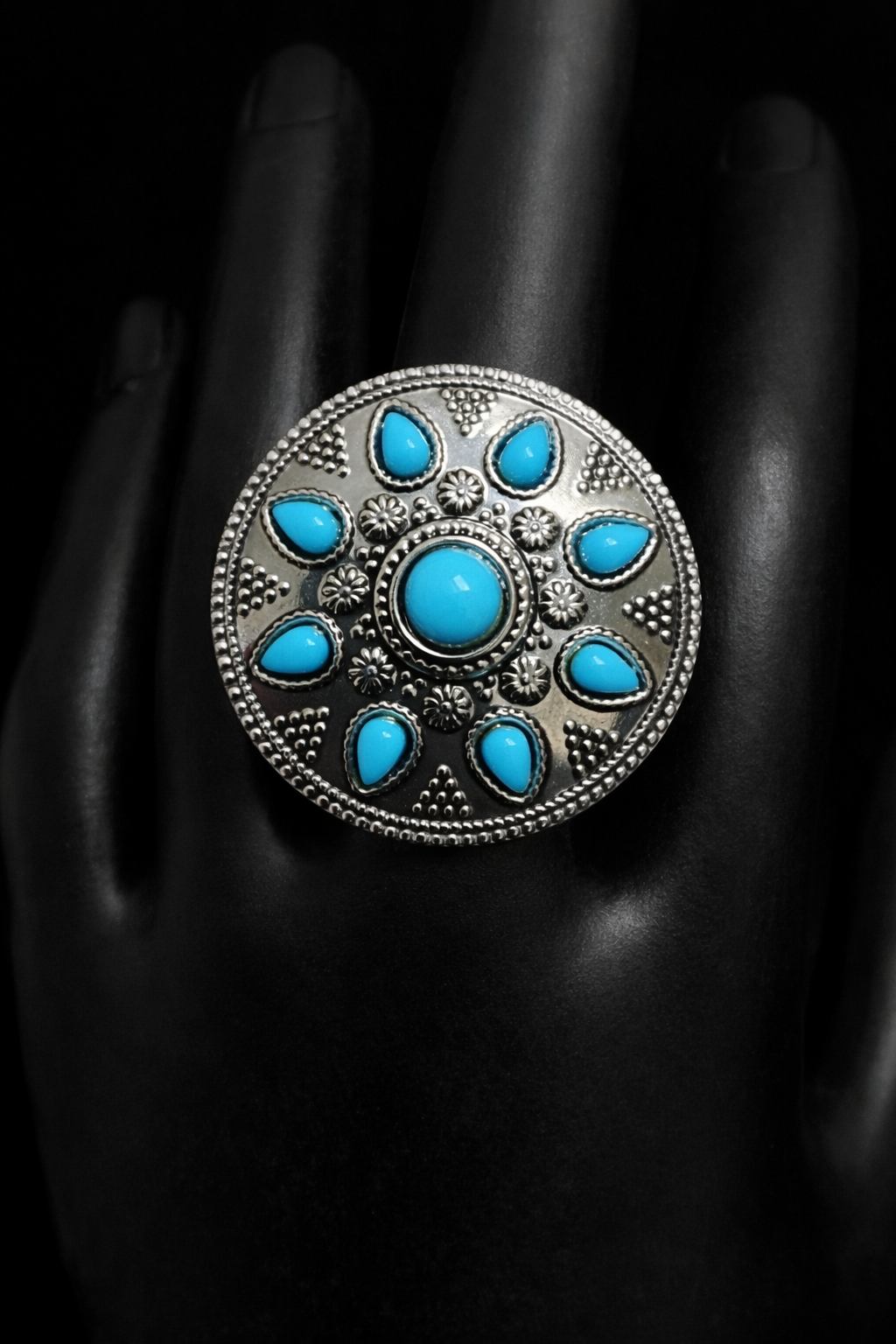 Midnight Bloom Statement Ring