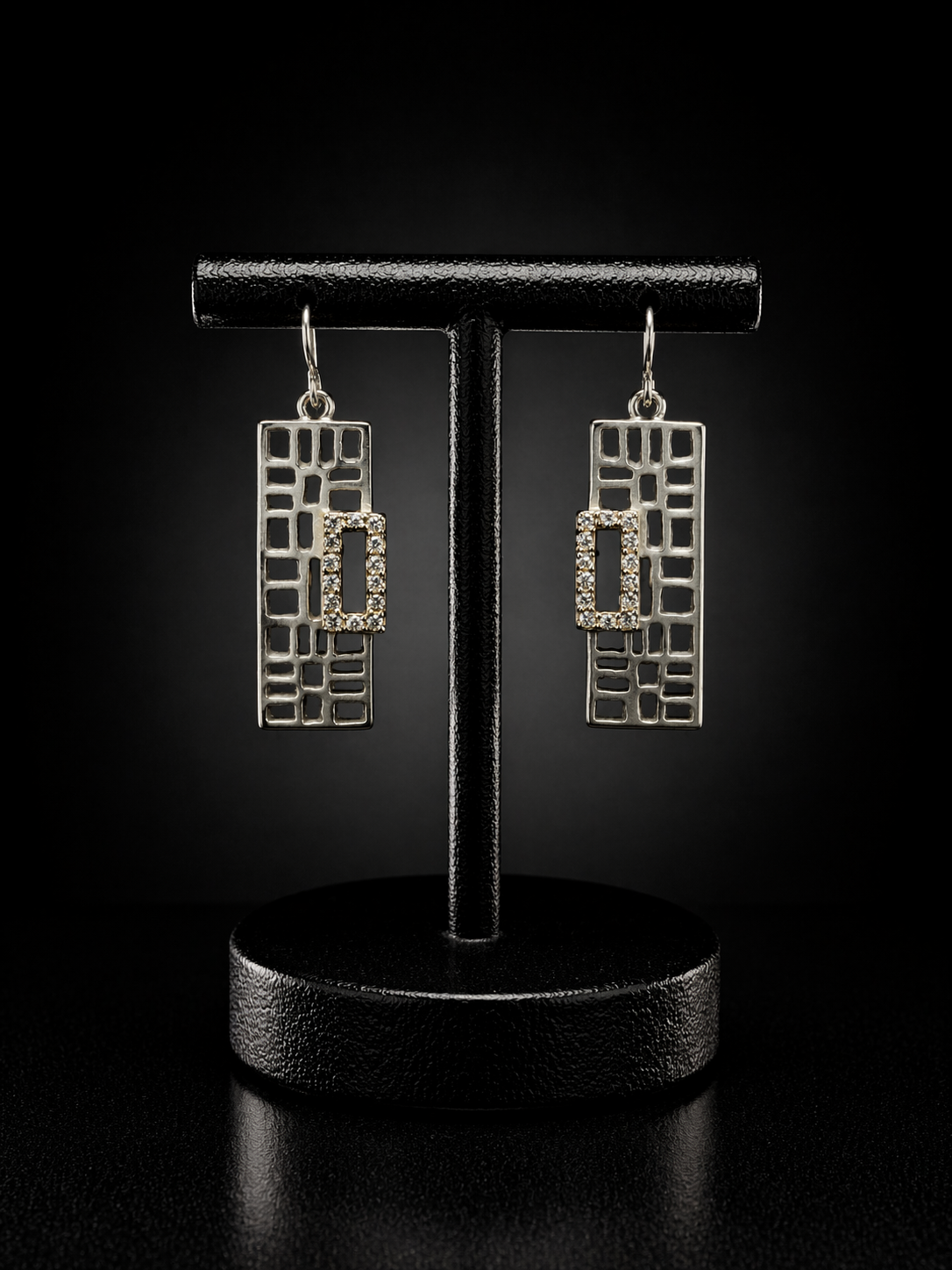 Geometric Drop Earrings with Crystal Accent
