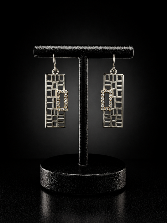 Geometric Drop Earrings with Crystal Accent