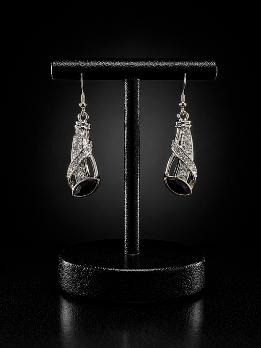 Silver Crystal Drop Earrings