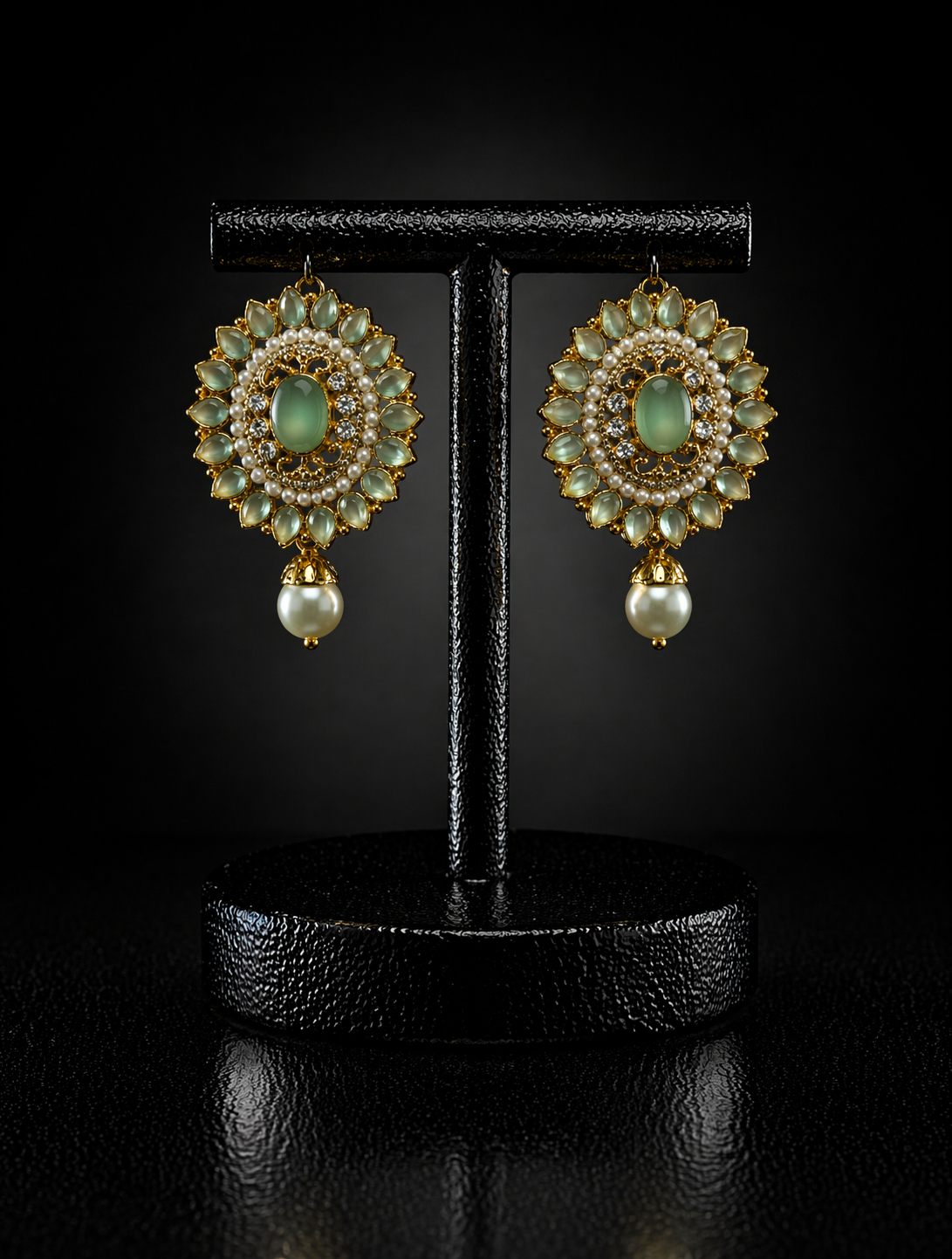 Traditional Kundan Pearl Drop Earrings