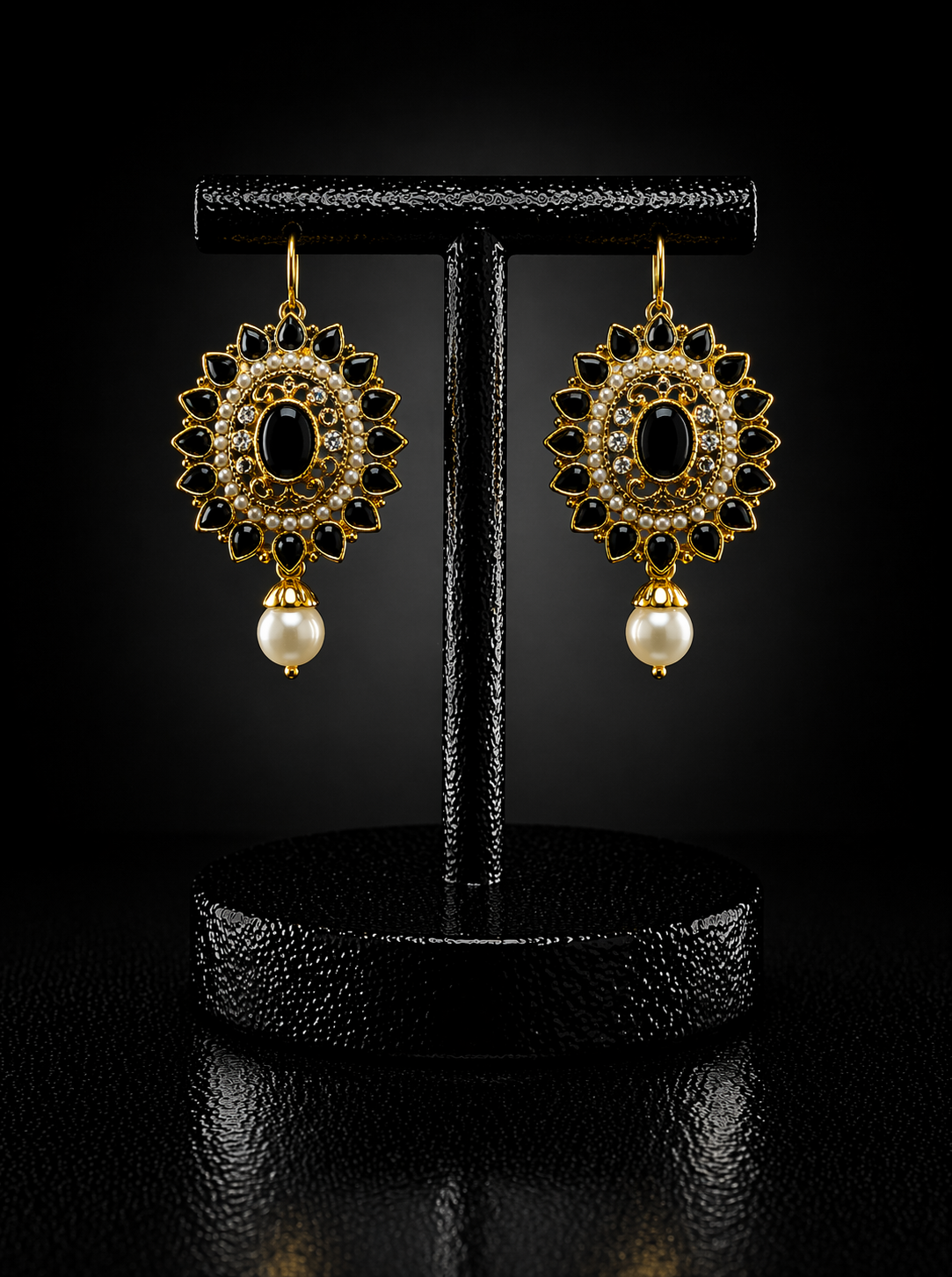 Traditional Kundan Pearl Drop Earrings
