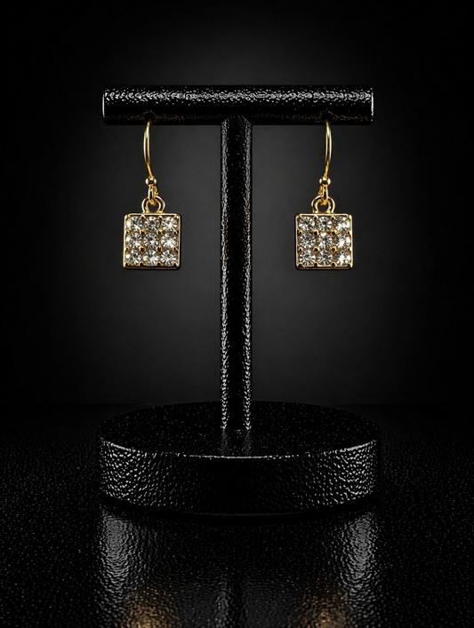 Crystal Square Drop Earrings