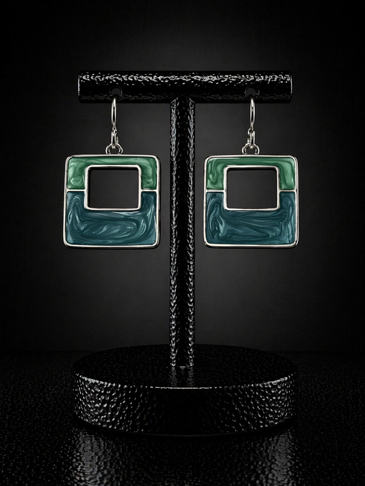 Marbled Square Drop Earrings