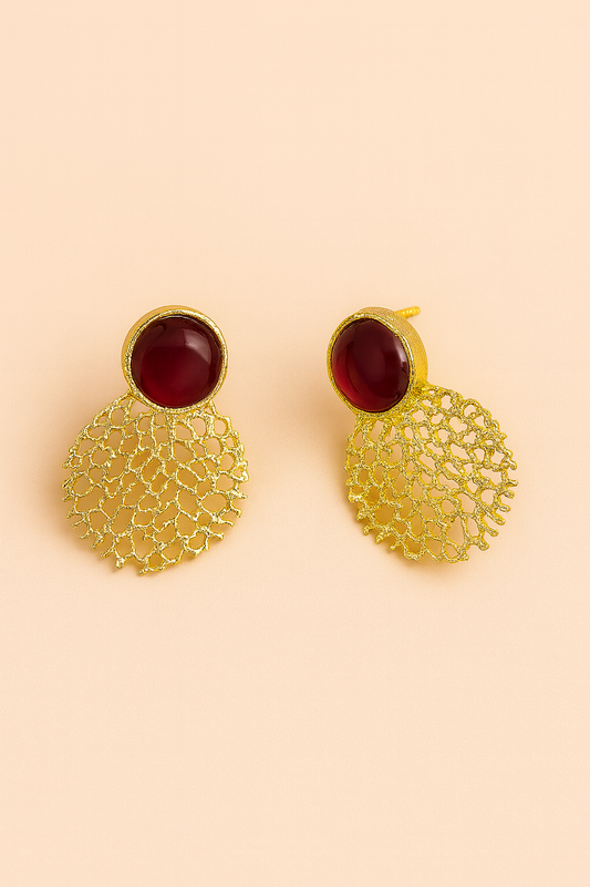 Elegant Gold Mesh Leaf Earrings