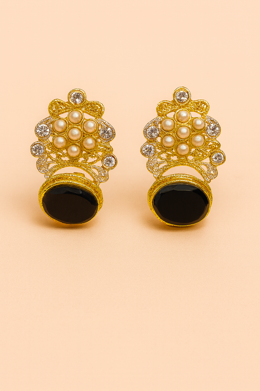 Emerald Elegance Gold-Plated Earrings