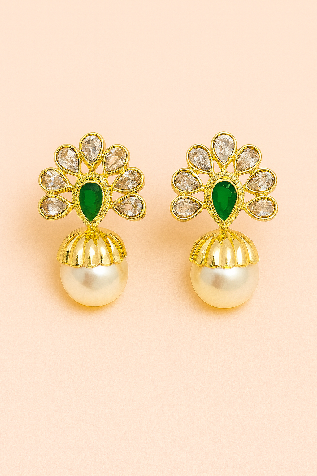 Peacock Elegance Ruby Drop Earrings