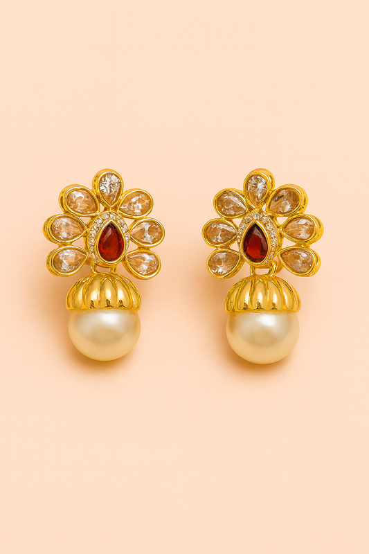 Peacock Elegance Ruby Drop Earrings