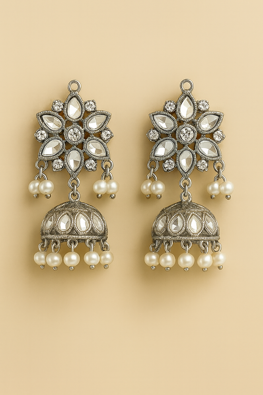 Kundan Pearl Jhumka Earrings