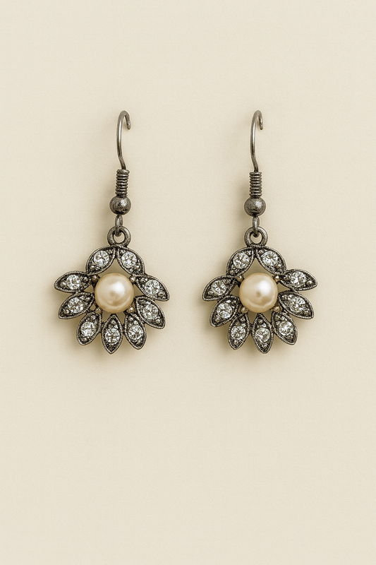 Crystal Petal Pearl Earrings