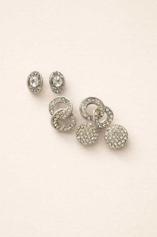 Celeste Crystal Trio Earrings Set