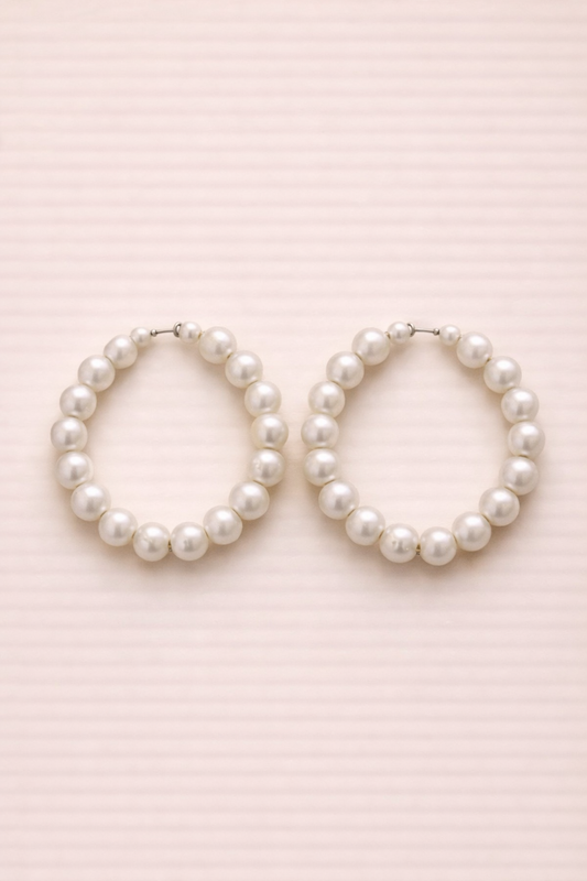 Classic Pearl Hoop Earrings