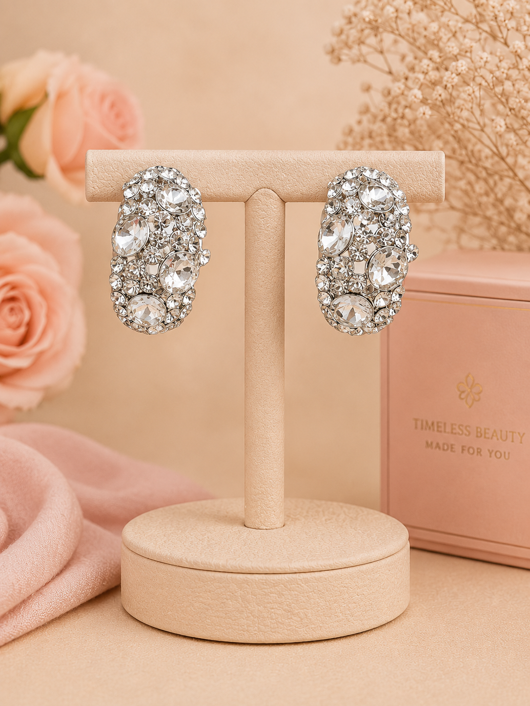 Crystal Cascade Statement Stud Earrings