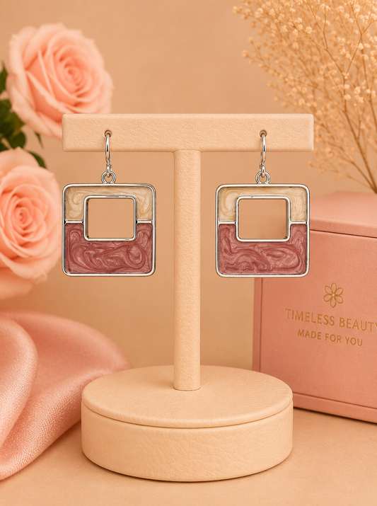 Marbled Square Drop Earrings