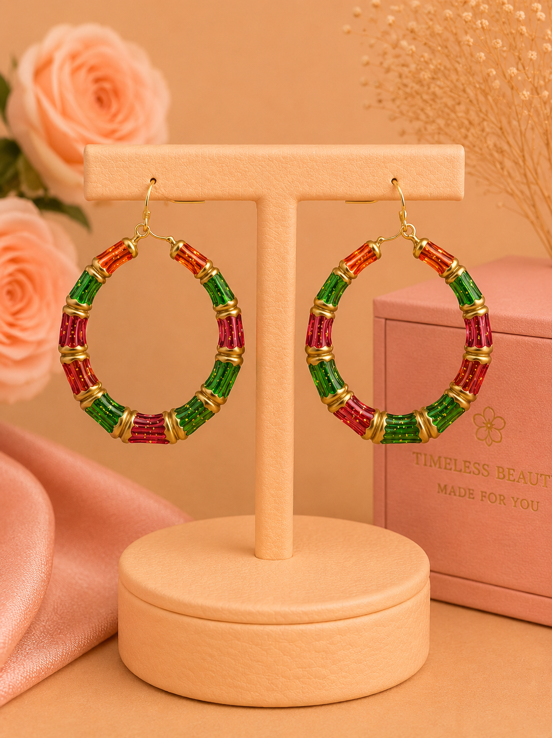Multicolor Beaded Hoop Earrings