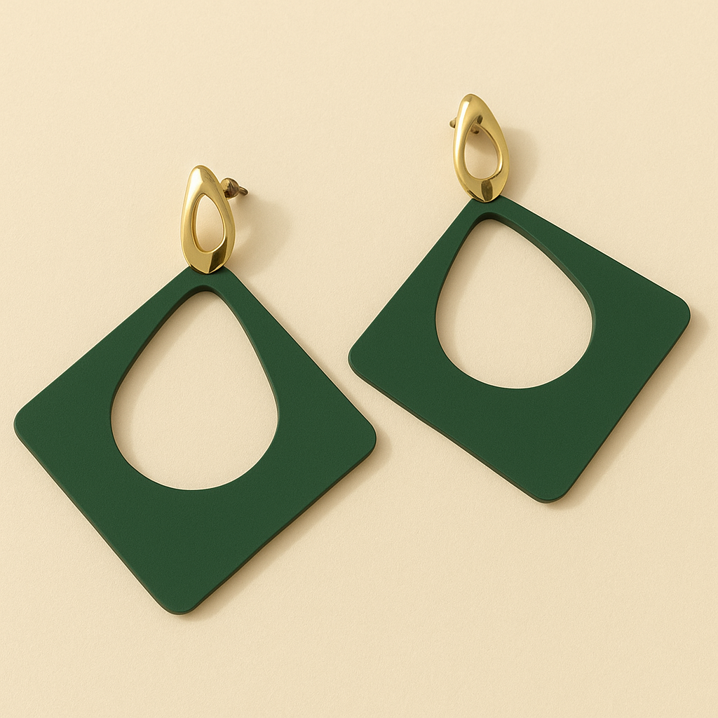Geometric Hollow Drop Earrings