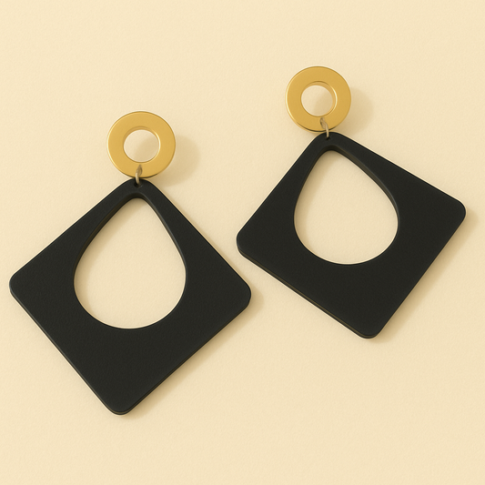 Geometric Hollow Drop Earrings