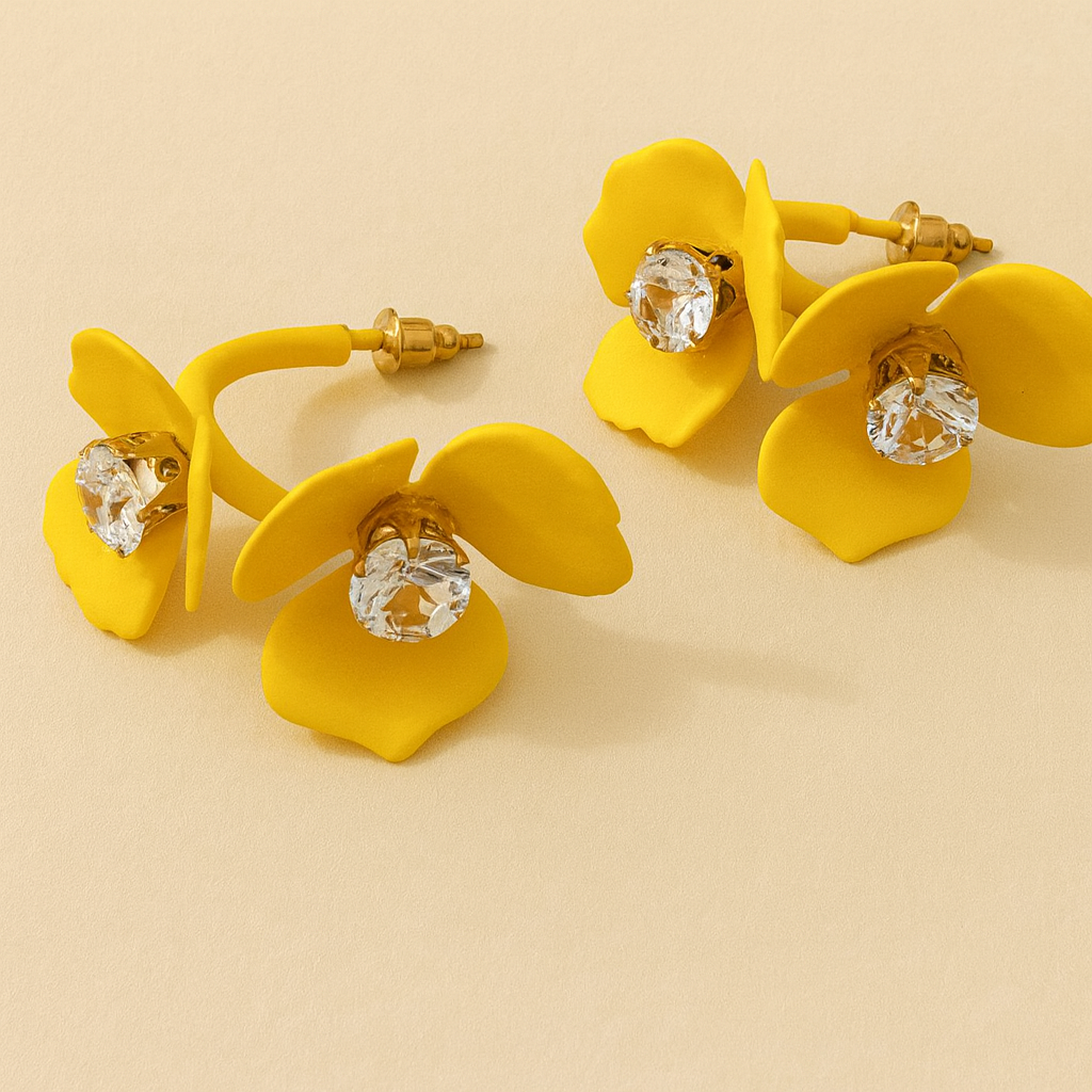 Blooming Petal Crystal Earrings