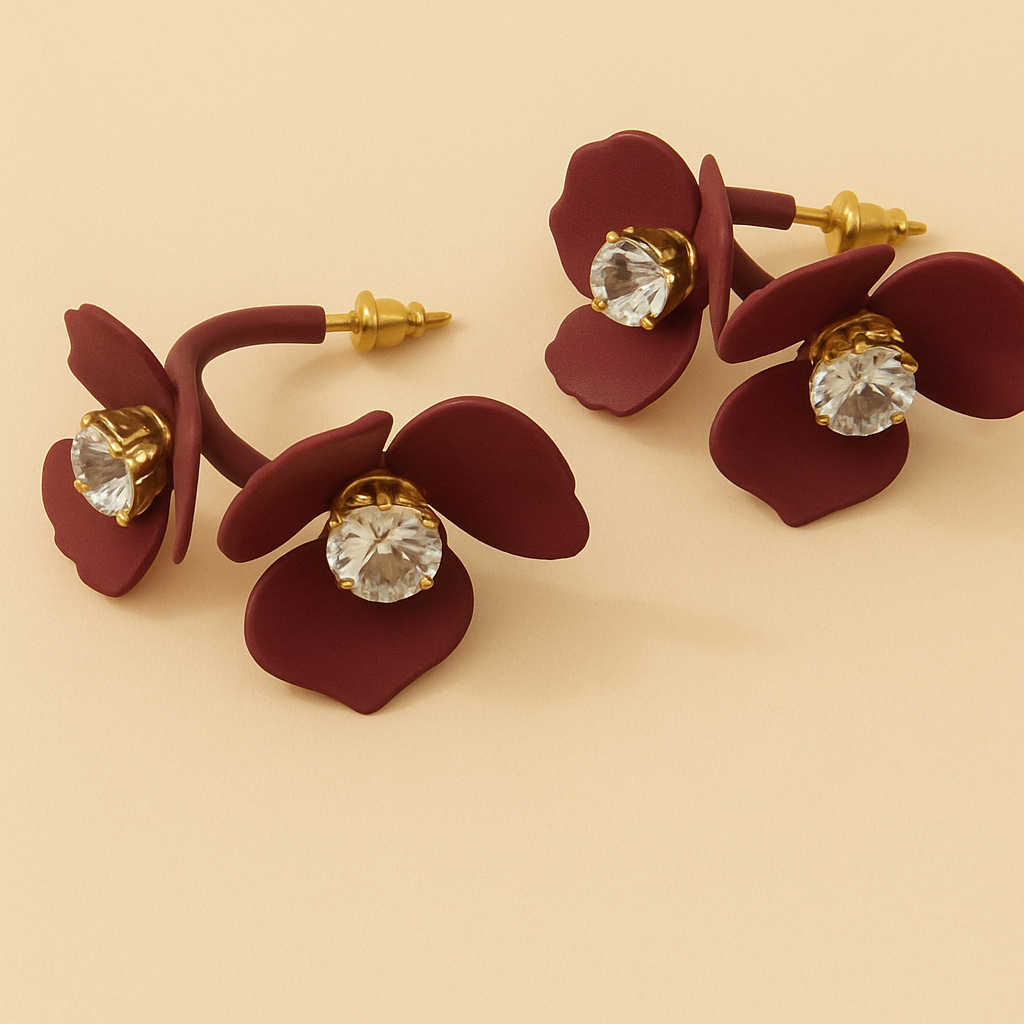 Blooming Petal Crystal Earrings