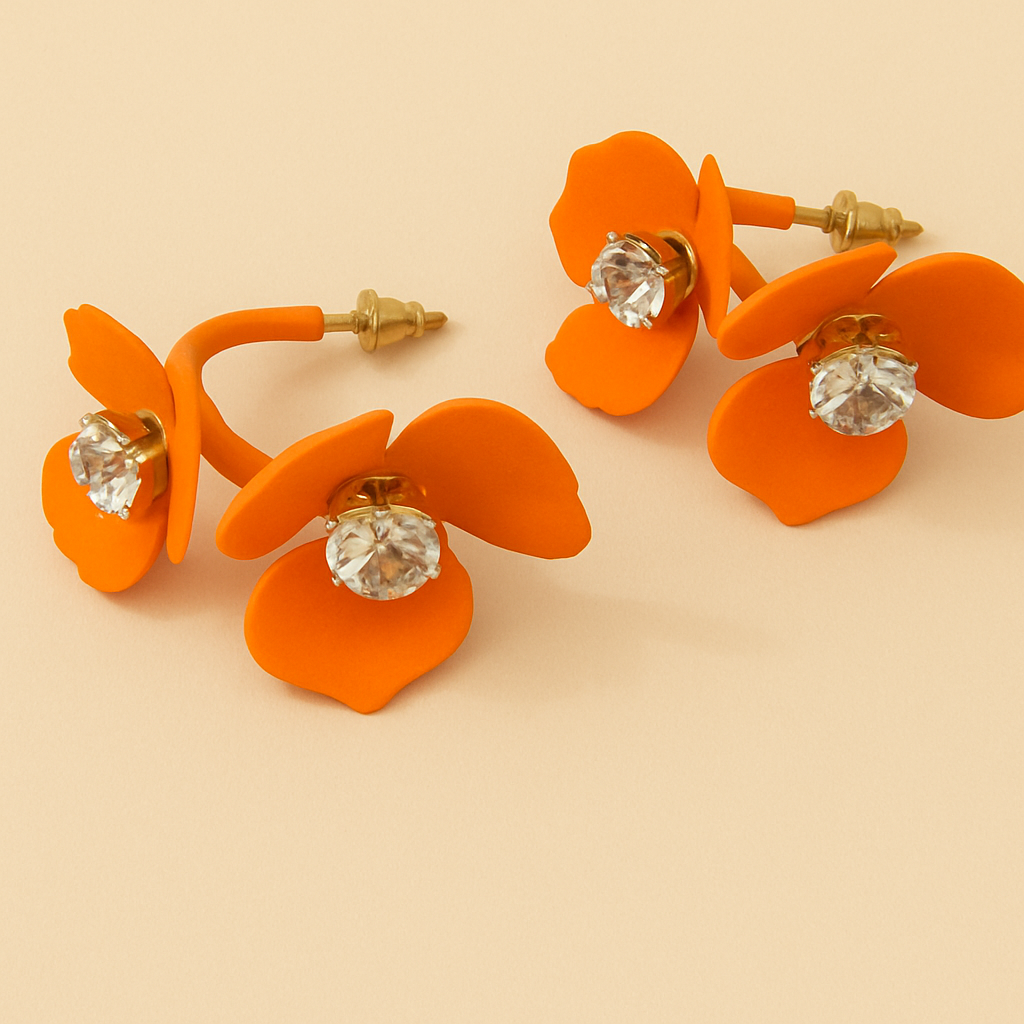 Blooming Petal Crystal Earrings