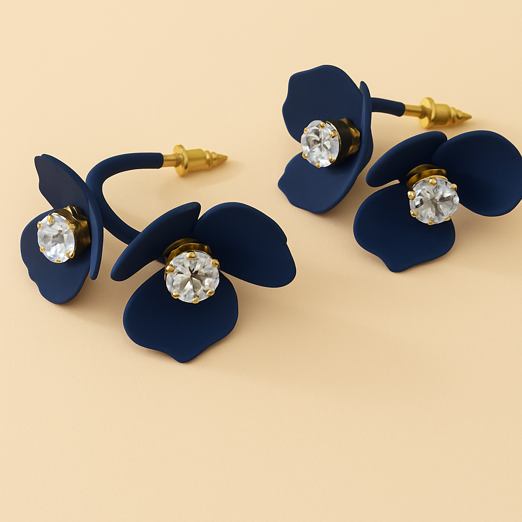 Blooming Petal Crystal Earrings