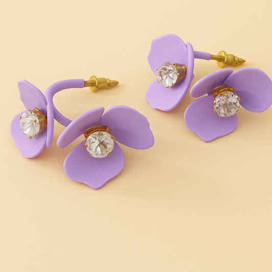 Blooming Petal Crystal Earrings